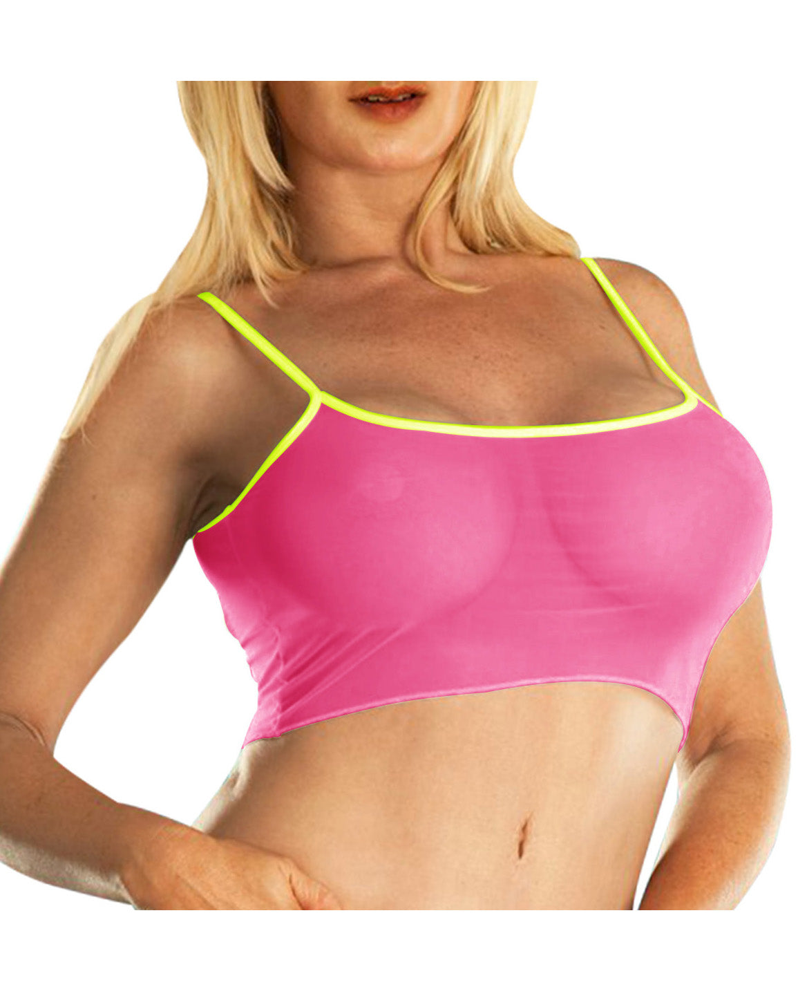 Pink Chartreuse Sheer Tank Top
