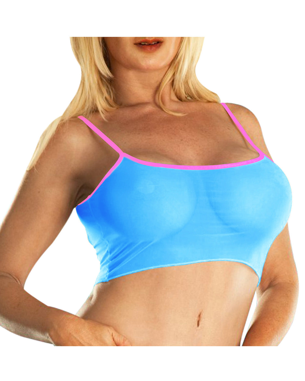 Blue Pink Sheer Tank Tops