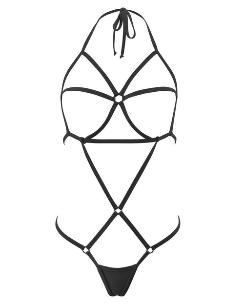 SHERRYLO Black Spider Extreme One Piece String Micro Bikini Sling Bikini