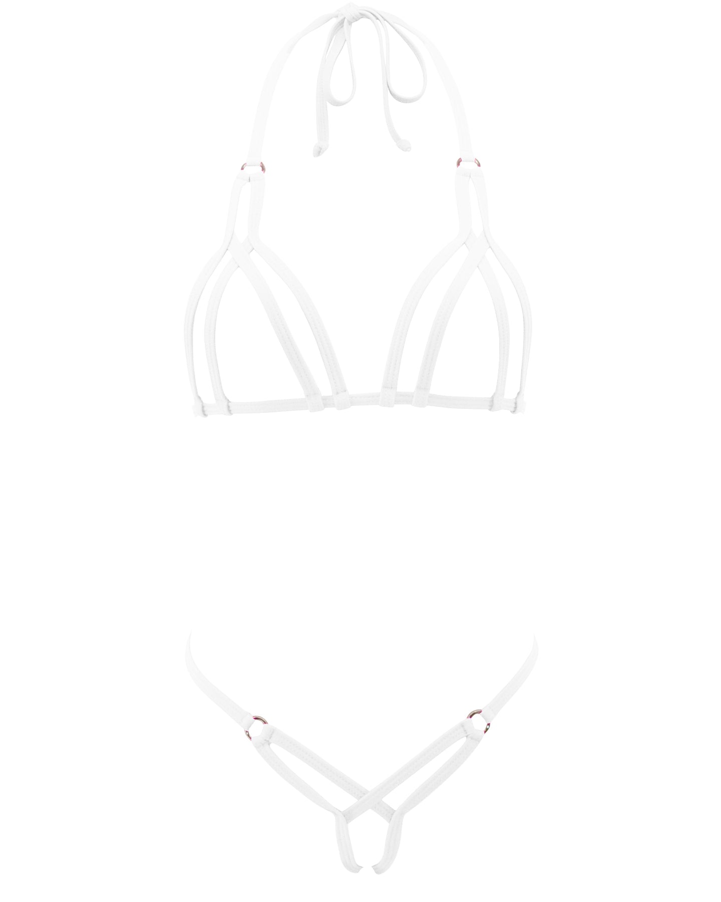 SHERRYLO White Extreme Micro Bikini G String Mini Crotchless Bikinis