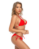Red Scrunch Butt Side Tie String Bikini Set