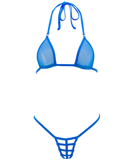 Blue See Through Bikini Sheer Mesh G String Bottom