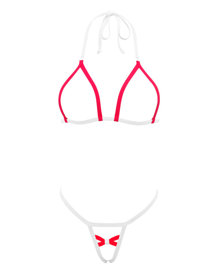 SHERRYLO Fuchsia White Extreme String Bikini Mini Micro G String Bikinis