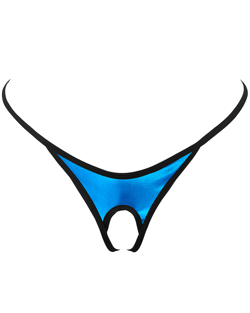 Metallic Blue Men's Sexy Underwear G String Thongs for Men