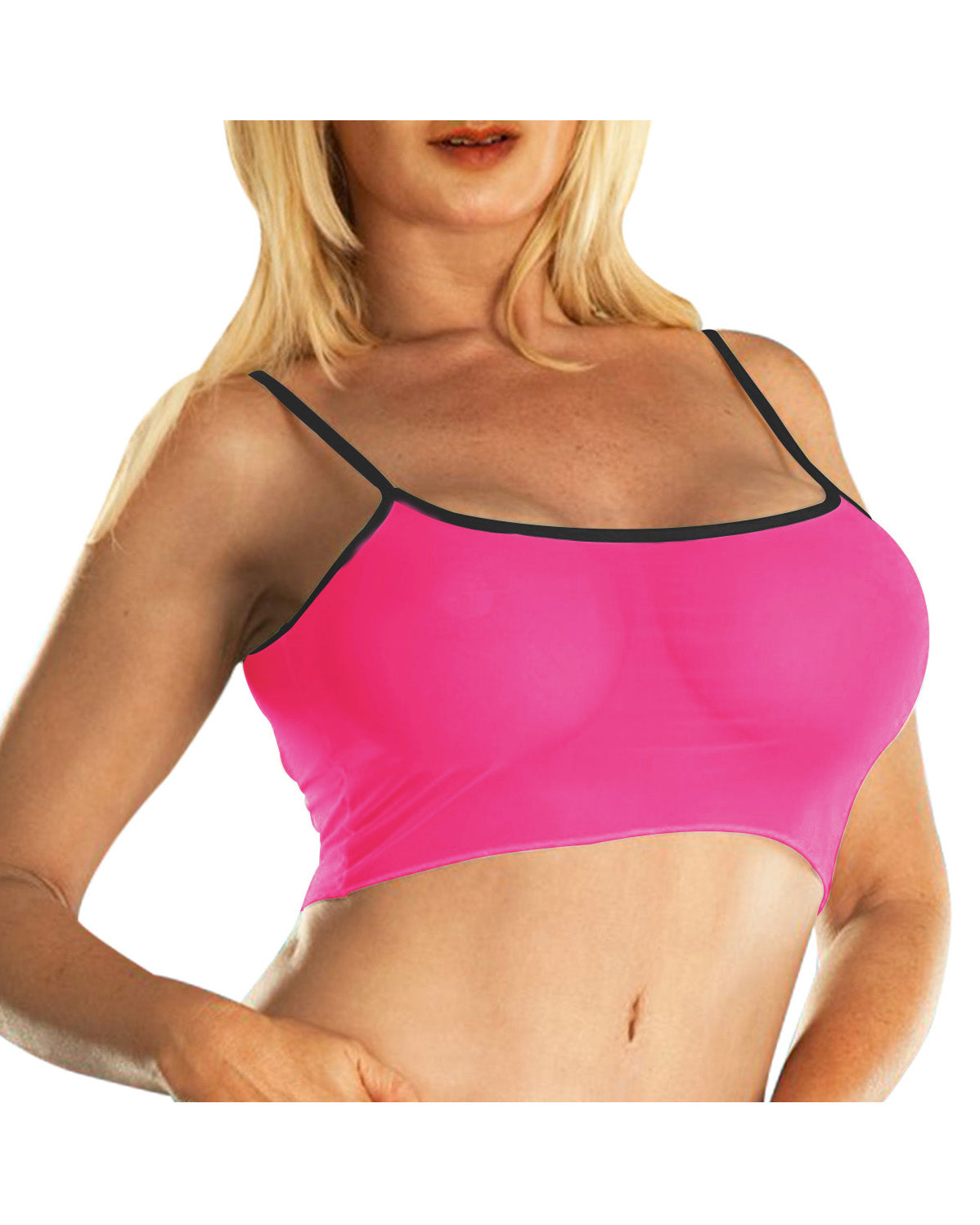 Fuchsia Black See Thru Mesh Tank Top