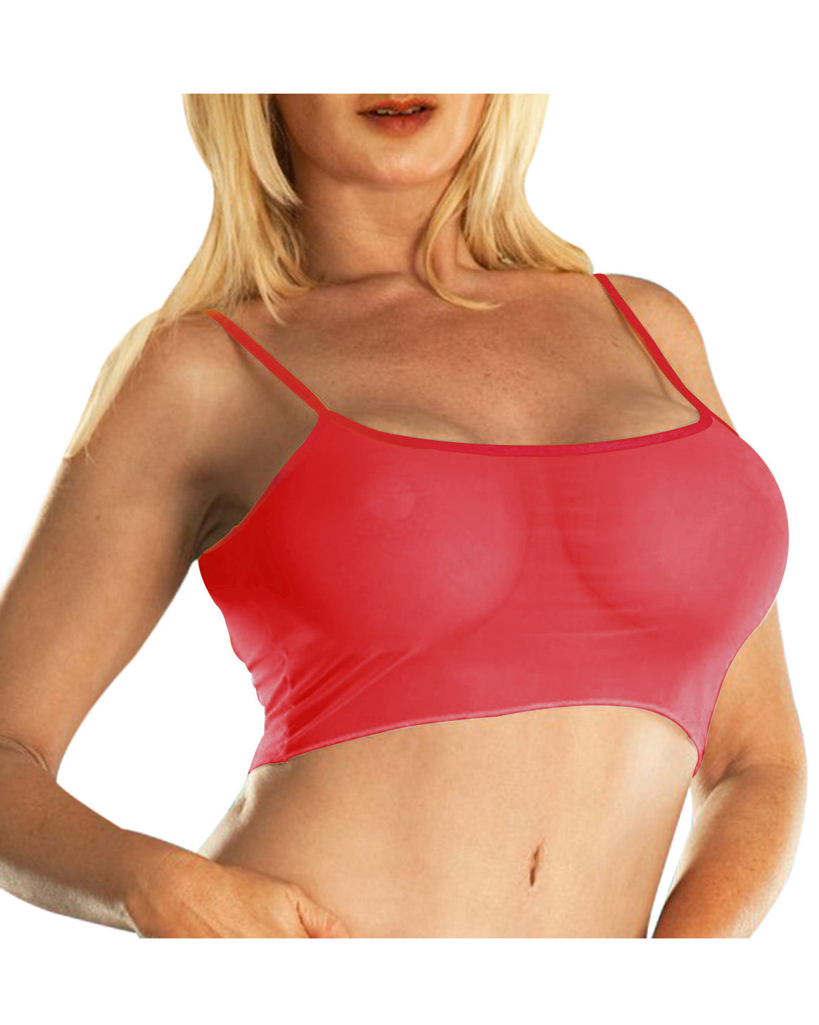 Red See Through Mesh Tank Top