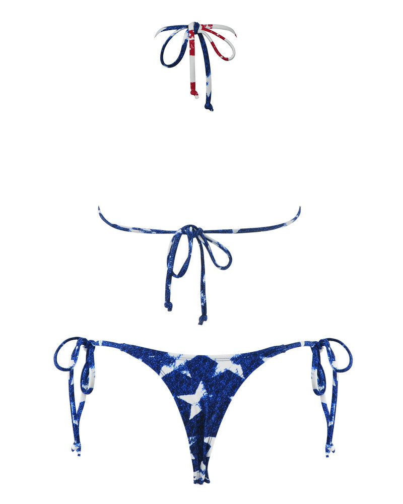 Sexy American Flag String Thong Bikini Swimsuit for Women