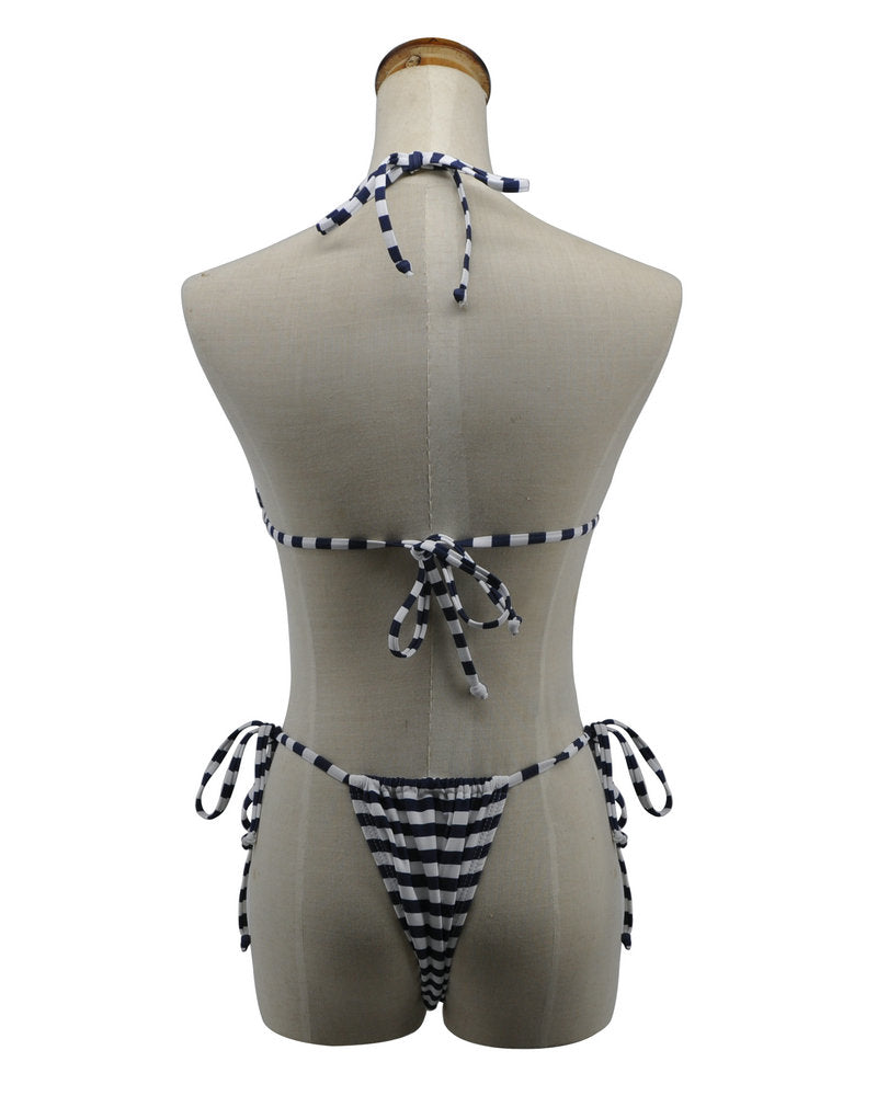 Striped Thong Bikini Swimsuit for Women