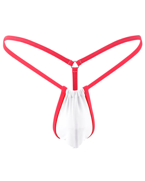 White and Red Men Sexy Thong Bikini G string Swimsuit For Men