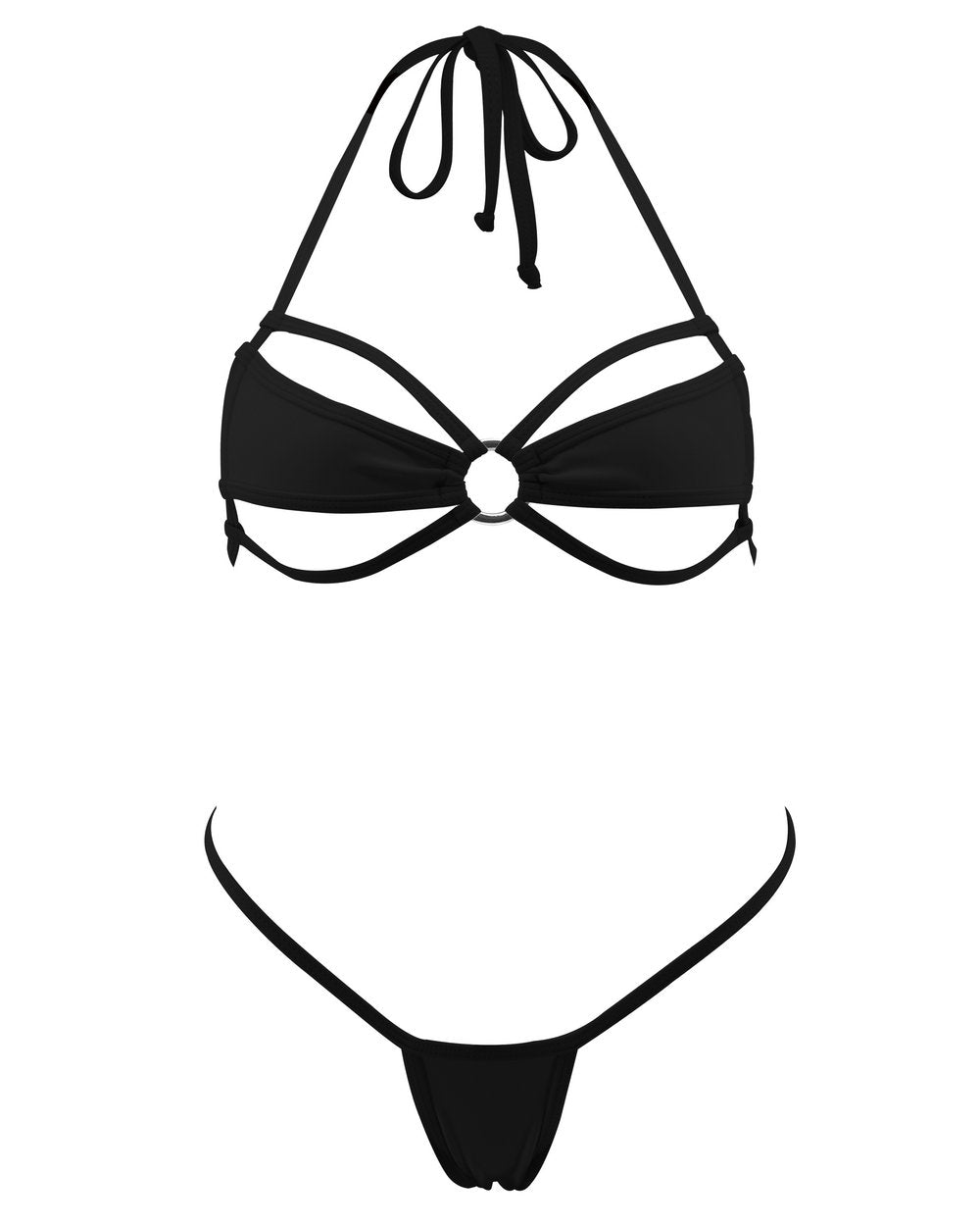 Cut Out Extreme Micro Bikini Black G String Thong Bikinis Sexy Tiny Swimsuit for Women