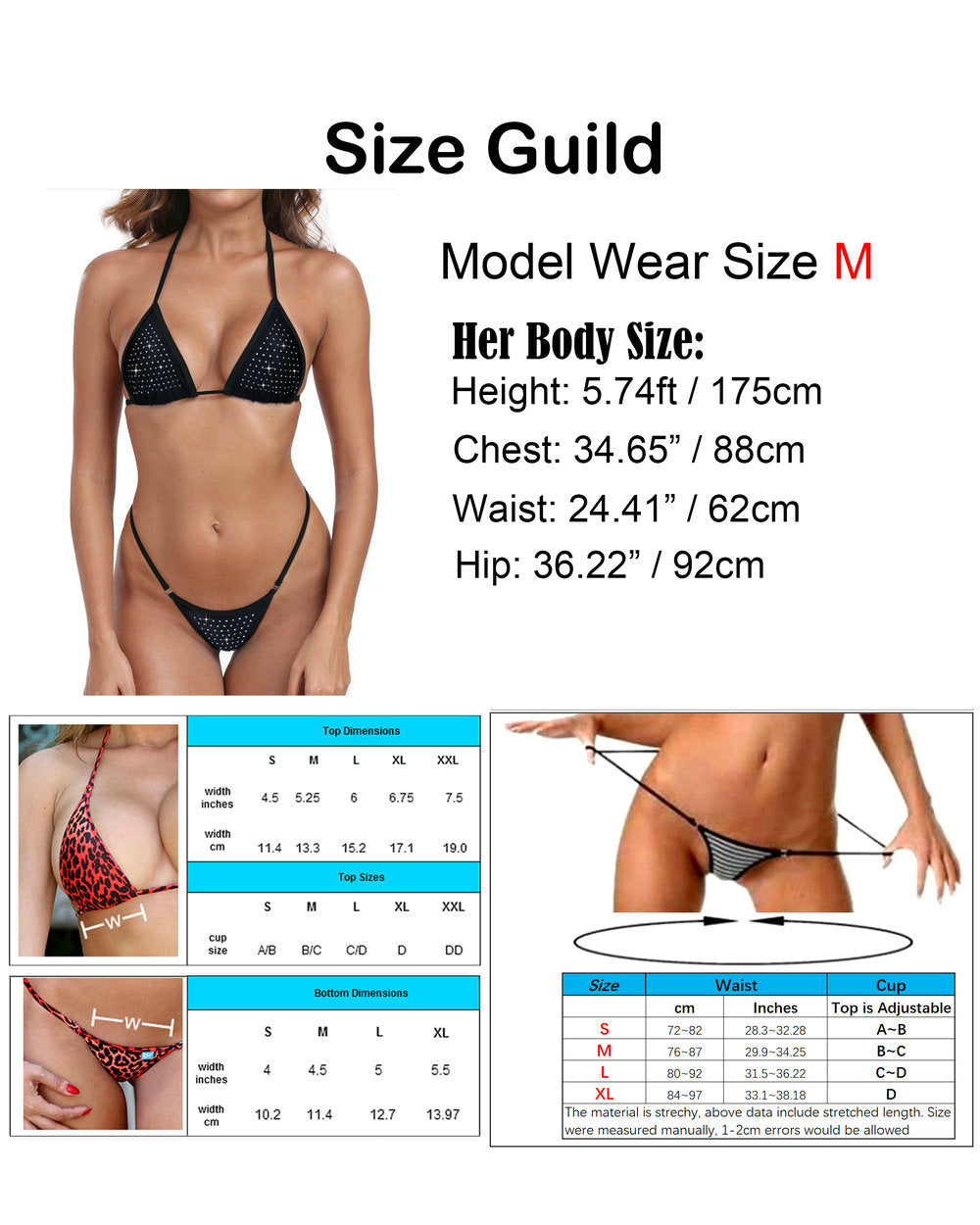 Crystal Micro Bikini Extreme Womens Microkini Mini G String Thong Bikinis