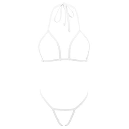 SHERRYLO White Sheer Sling Bikini Slutty Slingshot Bikinis