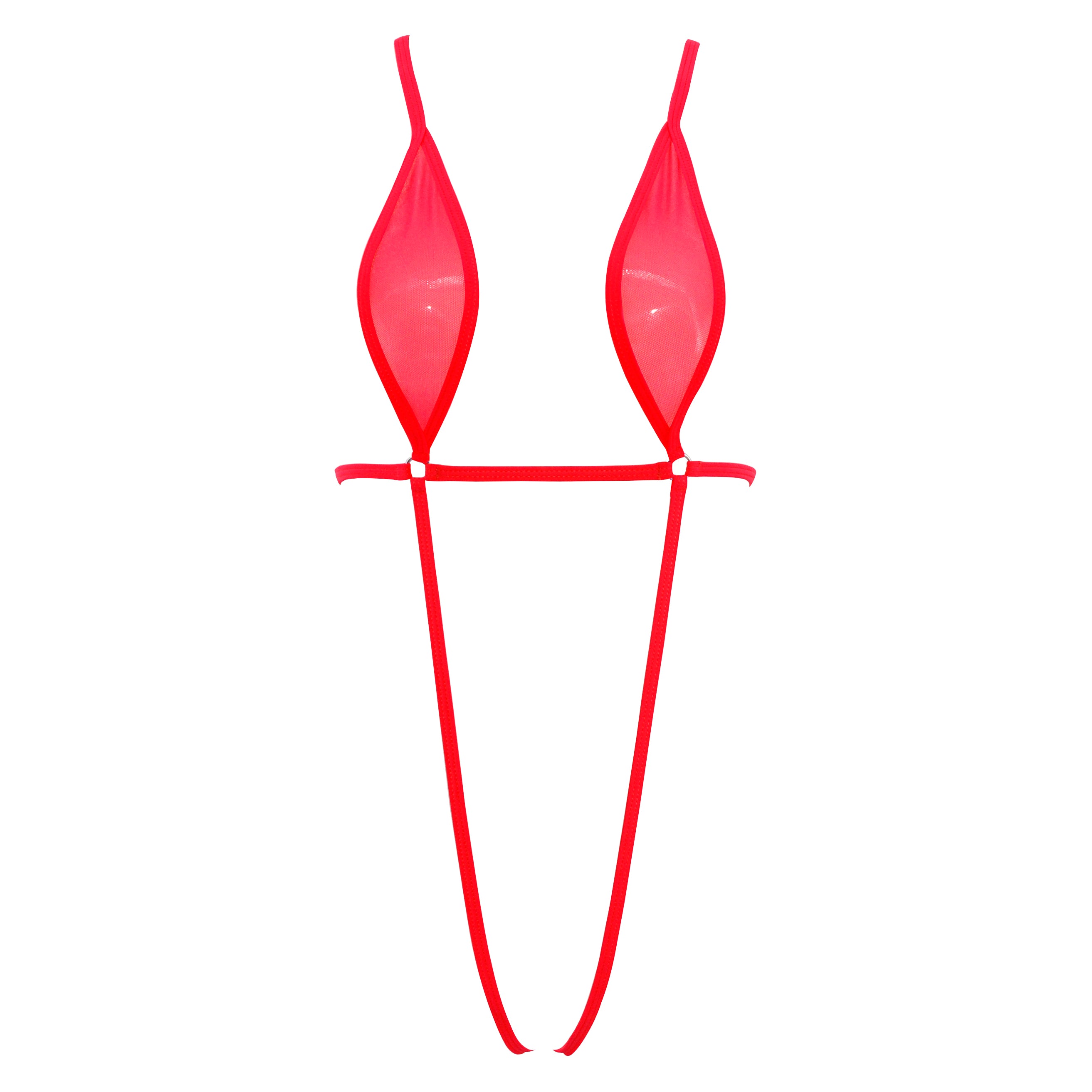 SHERRYLO Sling Bikini Red See Through Extreme Slingshot Bikini Mini Micro Crotchless G String Bikini
