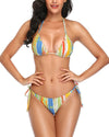 Striped Print Thong Bikini Set