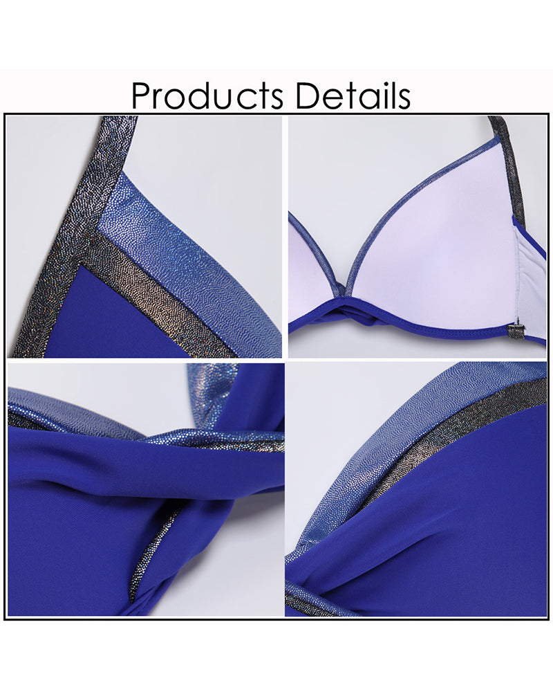 Halter Bikini Set with Triangle Top and Side Tie Bottom