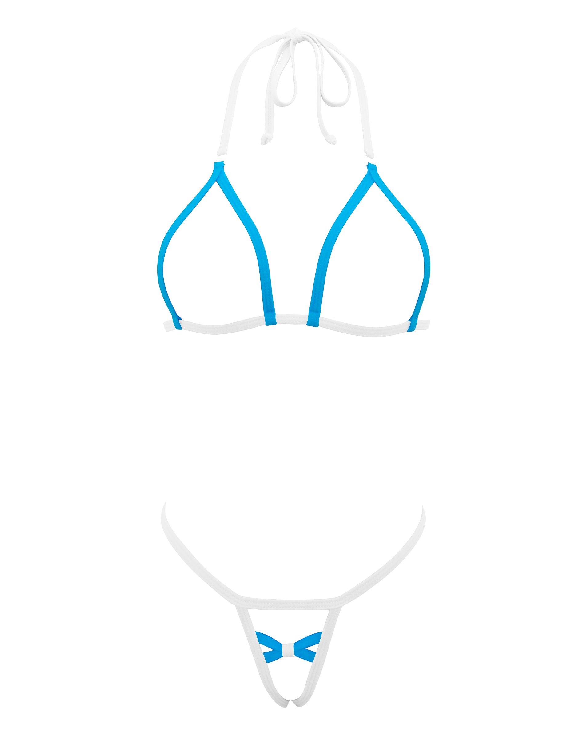 SHERRYLO Turquoise White Extreme String Bikini Mini Micro G String Bikinis
