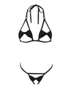 Black Bowknot Open Exposed Extreme Micro Bikini Crotchless G-String Thong 2pc