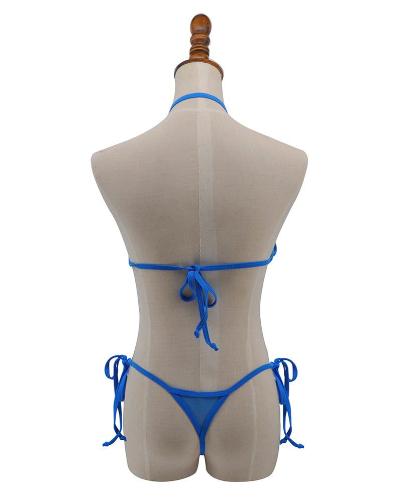 White Fishnet Bikini Wrap Top G String Bottom