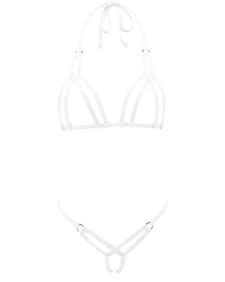 SHERRYLO Turquoise White Extreme String Bikini Mini Micro G String Bikinis