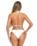 White Cheekini Scrunchie Banded Bikini Side Tie Bathing Suit