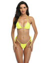 Yellow Micro String Bikini Thong Bottom Triangle Top