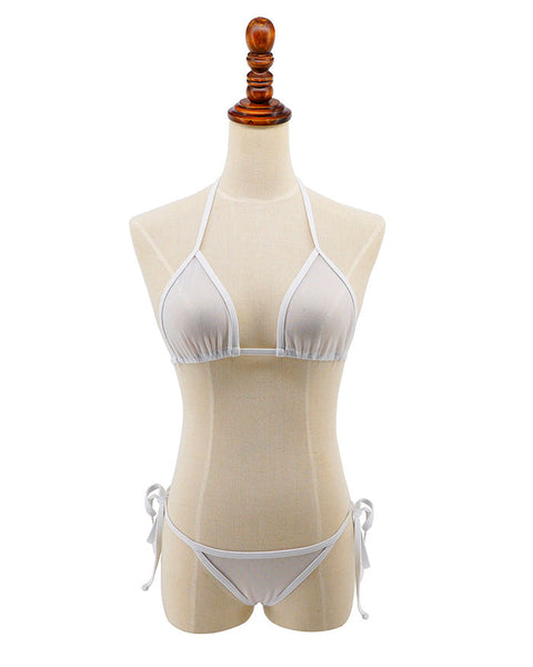 White Sheer Bikini See Through G string Micro Bikinis