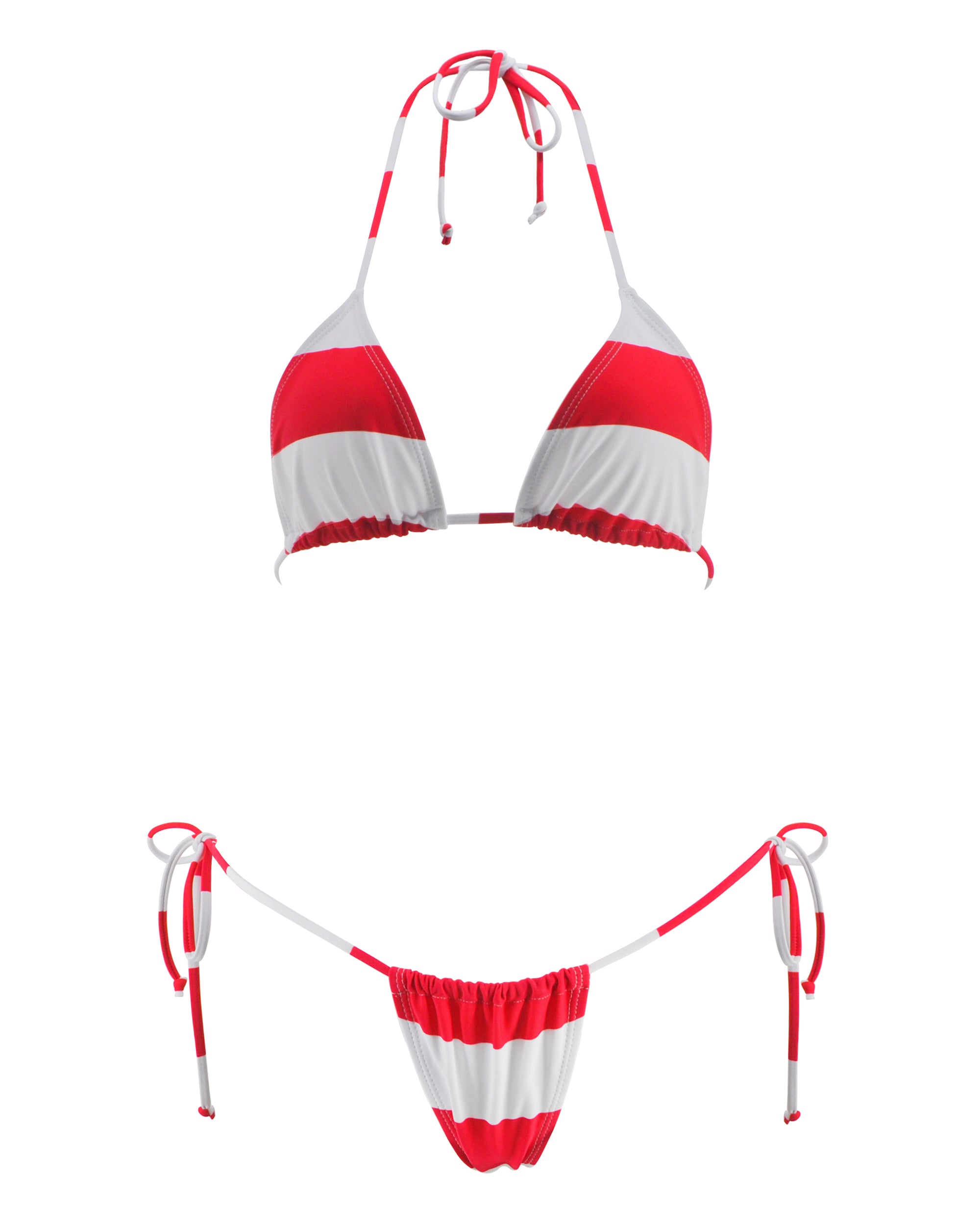 Red Sailor Stripes Thong Bikini Bathing Suit