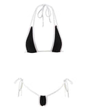 Sexy Black White Micro Bikini Mini Side Tie G-String Thong Microkini