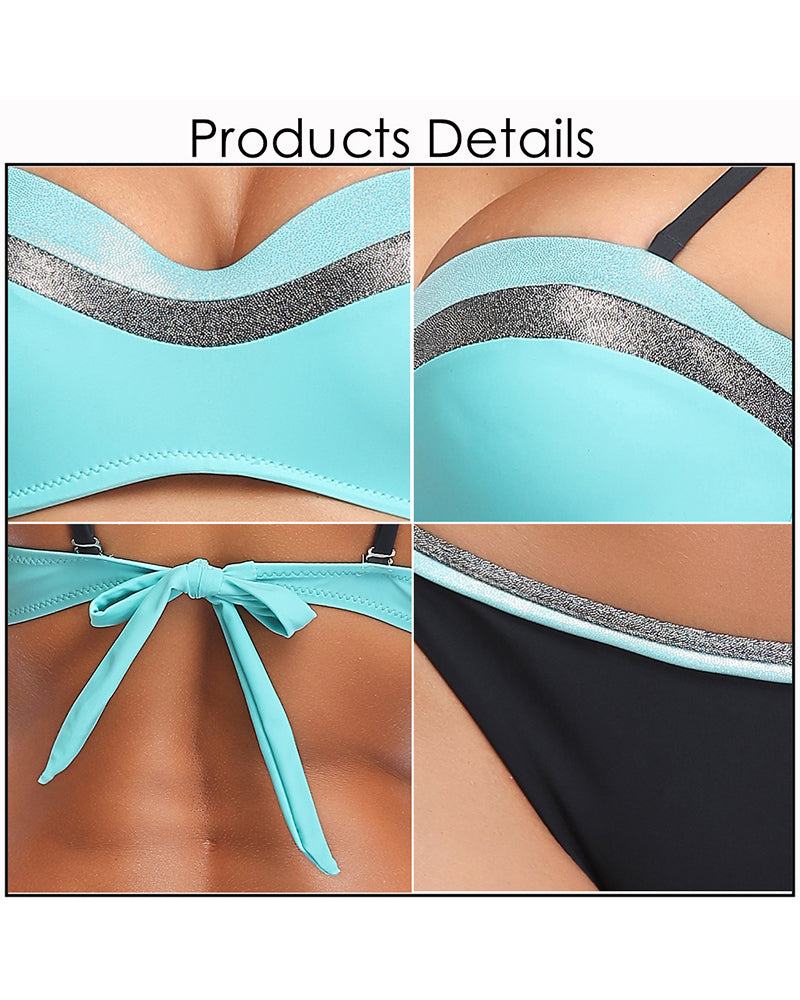 Sexy Turquoise Bandeau Bikini Swimsuits for Women