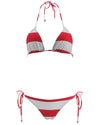 Red Sailor Strips Side Tie Brazilian Pucker Butt Bikini
