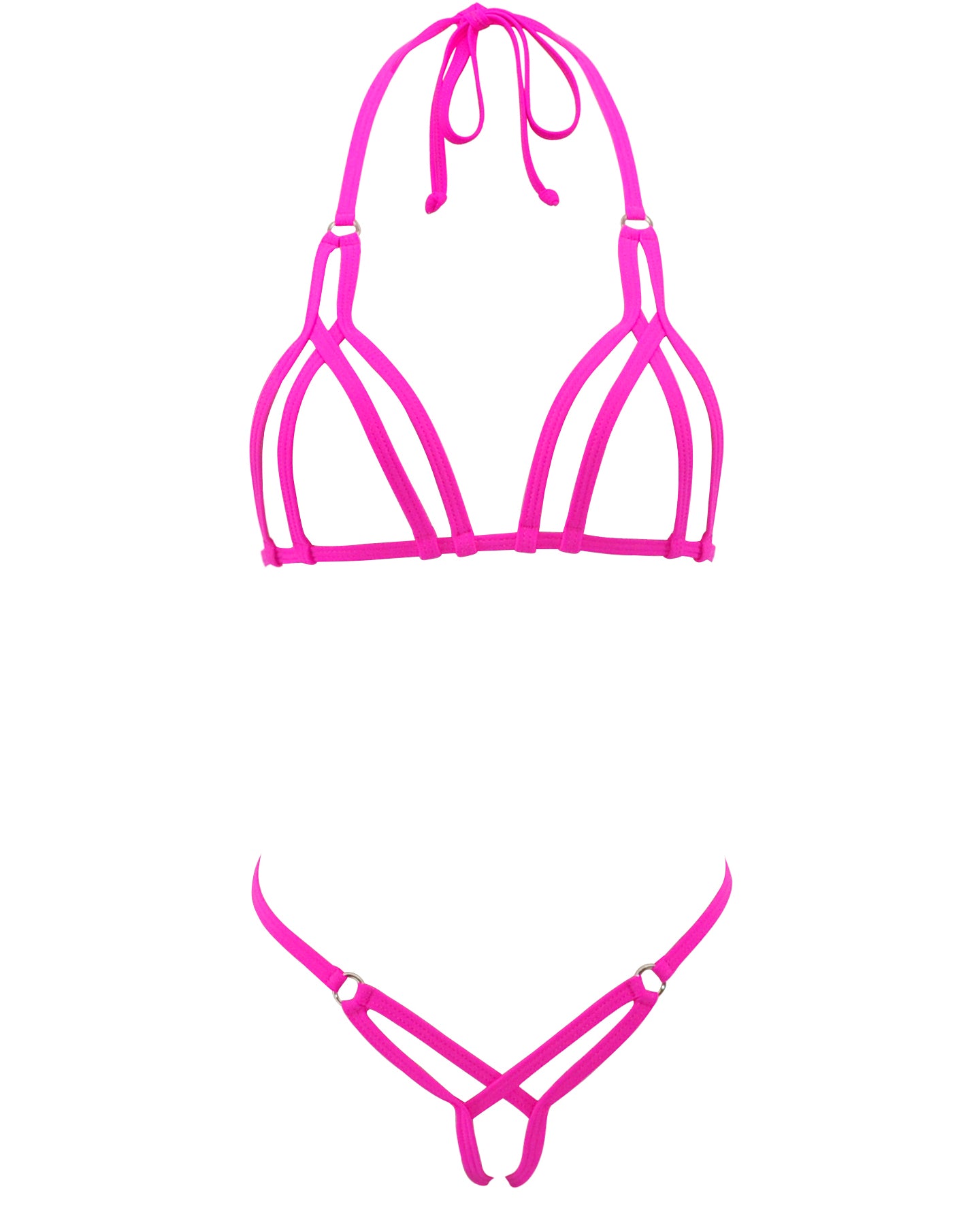SHERRYLO Fuchsia Star G String Bikini Extreme Mini Slutty Crotchless Bikinis