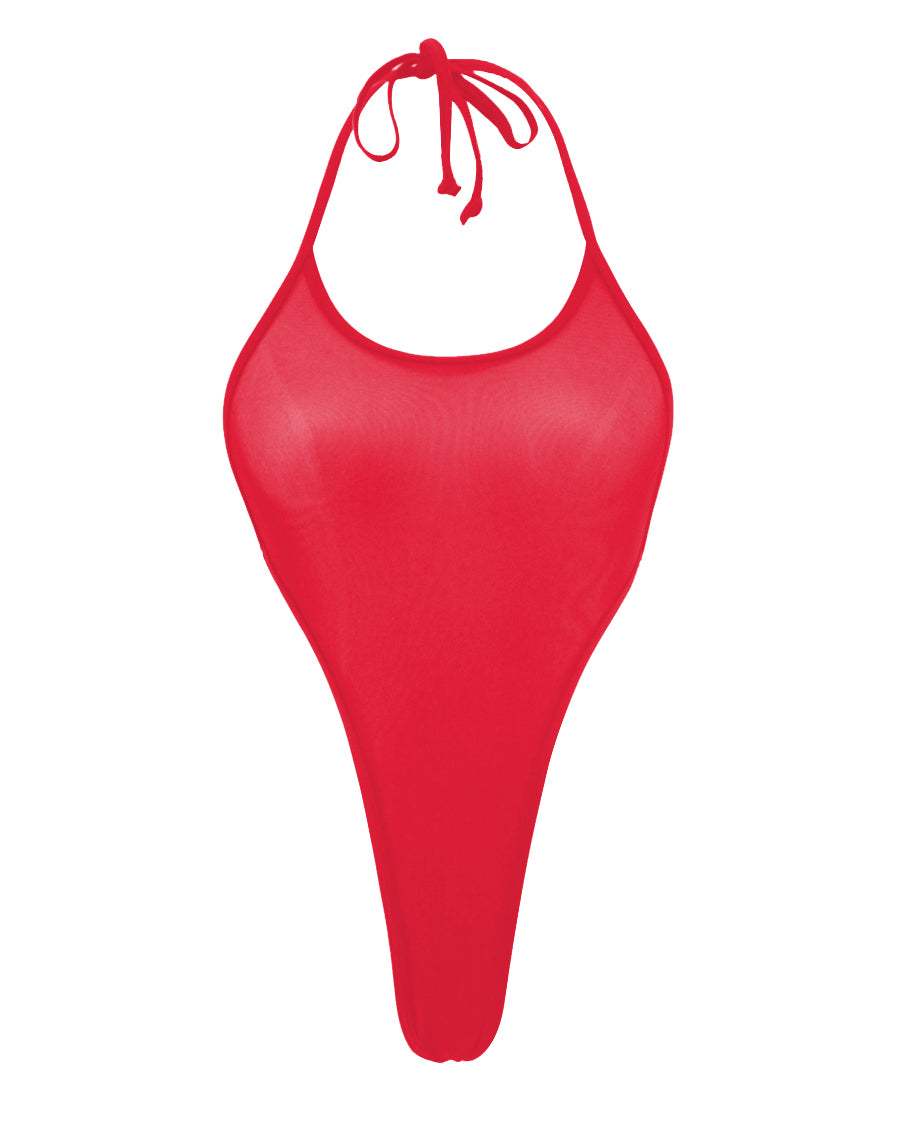 Red G String See Through Monokini Swimsuit
