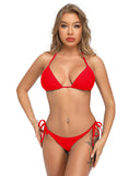 Red Scrunch Butt Side Tie String Bikini Set