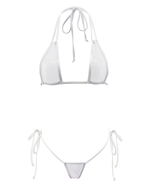 White Sheer Micro Thong Bikini