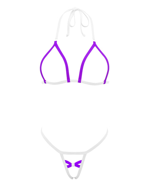 SHERRYLO Purple White Extreme String Bikini Mini Micro G String Bikinis