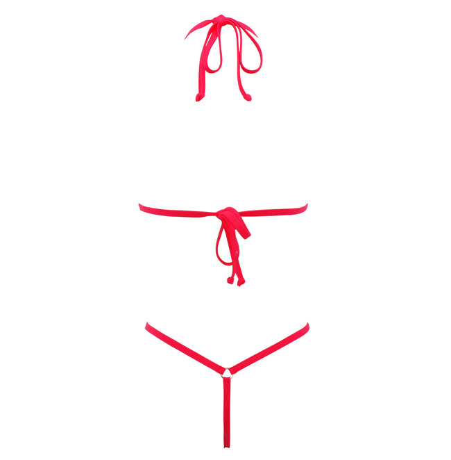 SHERRYLO Red See Through Micro Bikini Extreme Mini Slutty G String Bikinis