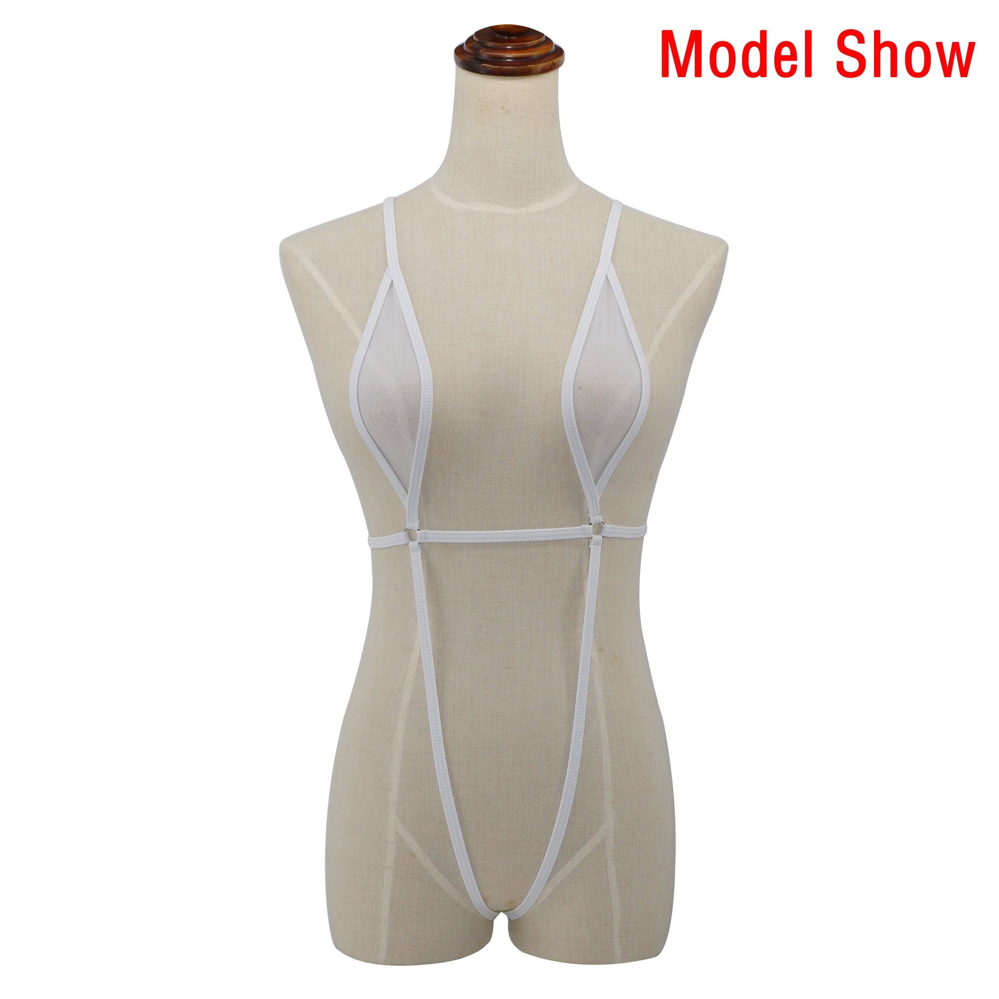 SHERRYLO Slingshot Bikini White Sheer Extreme Sling Bikini Mini Micro G String Bikini