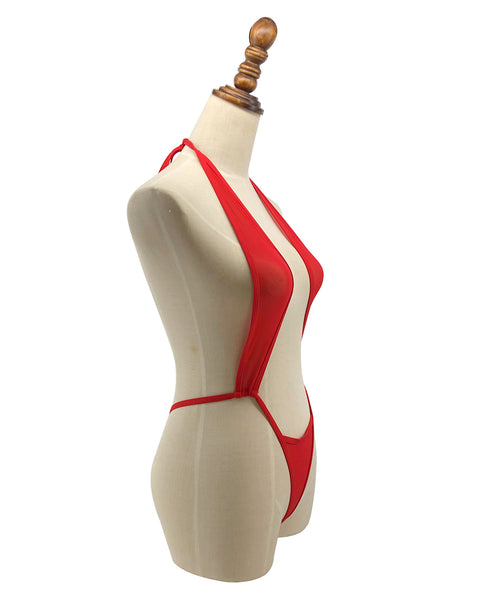 Red Sheer Monokini Bodysuit
