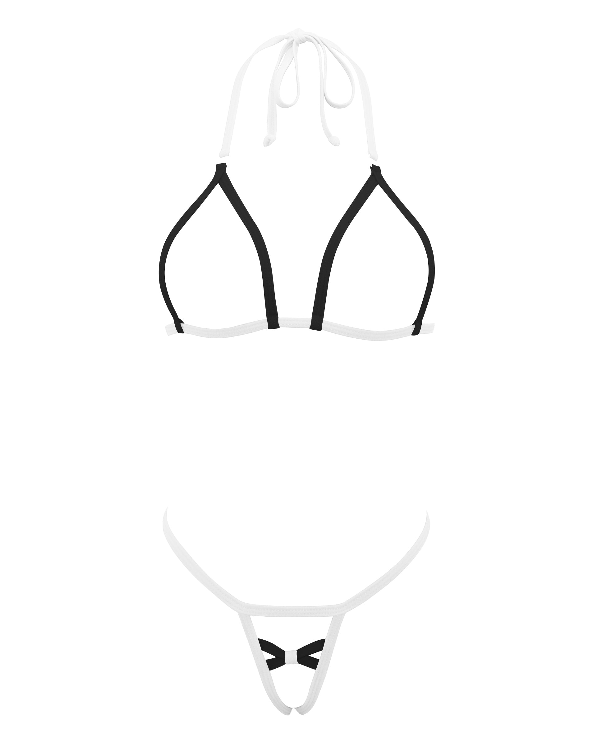 SHERRYLO Black White Extreme String Micro Bikini