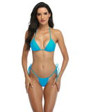 Turquoise String Thong Bikini Sets for Women