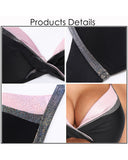 Black Pink Side Ties Bikini Swimsuits for Women