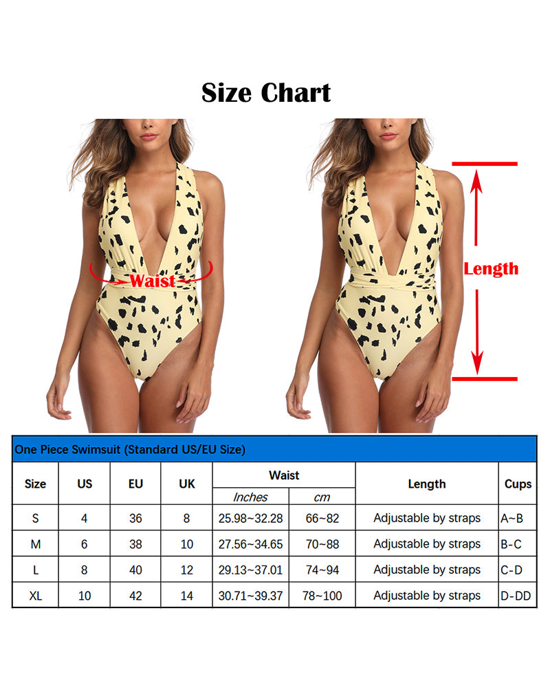 Yellow Printing One Piece Swimsuit for Women