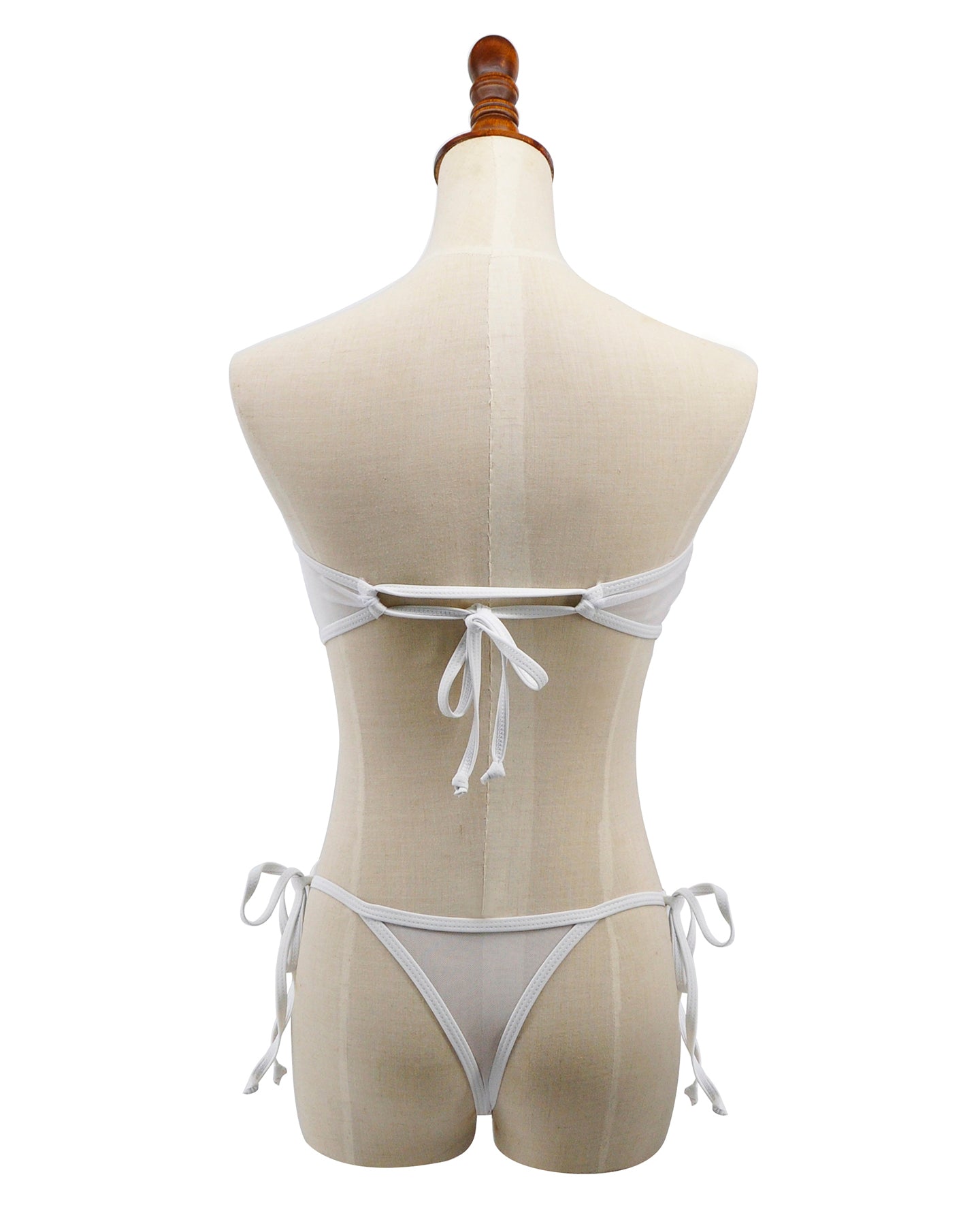 White Sheer Bikini Bandeau Top Mini Brazil Thong Bottom