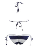Navy Sailor Strips Side Tie Bikini Triangle Top & Cheekini Scrunchie Bottom