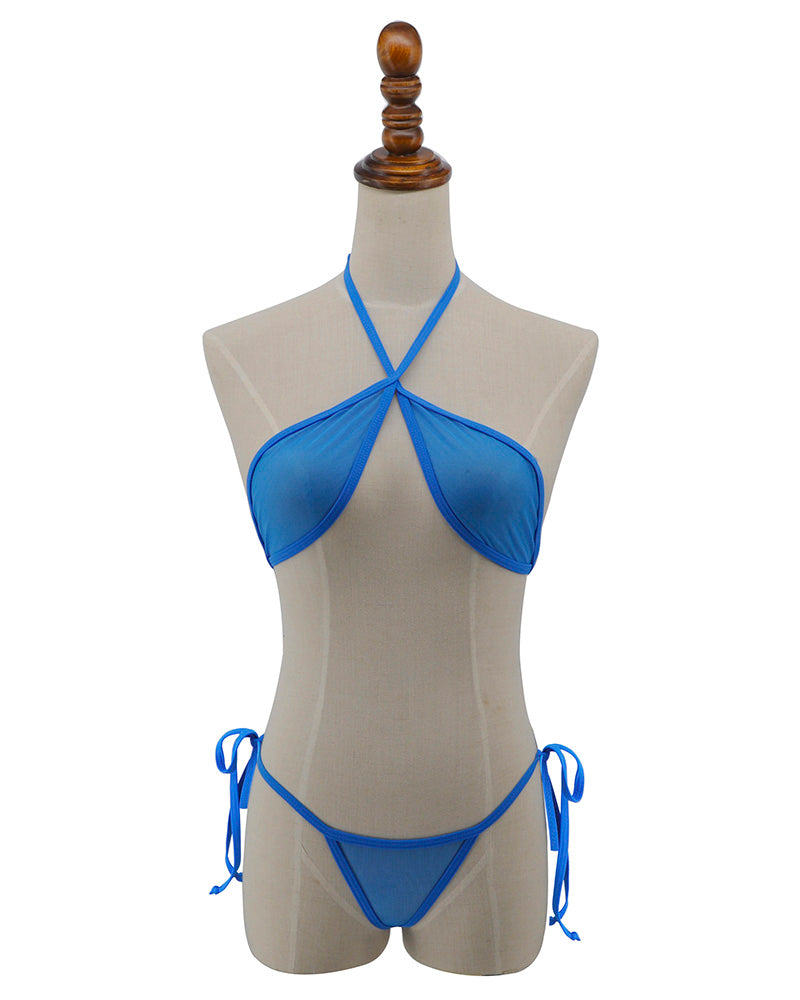 Blue See Through Bikini Sheer Mesh G String Bottom