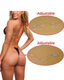 Fuchsia Micro Bikini Clear Strap Bikini For Women Thong Bathing Suit