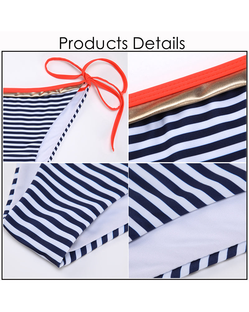Striped Halter Bikini for Women Side Tied Sexy Swimsuit