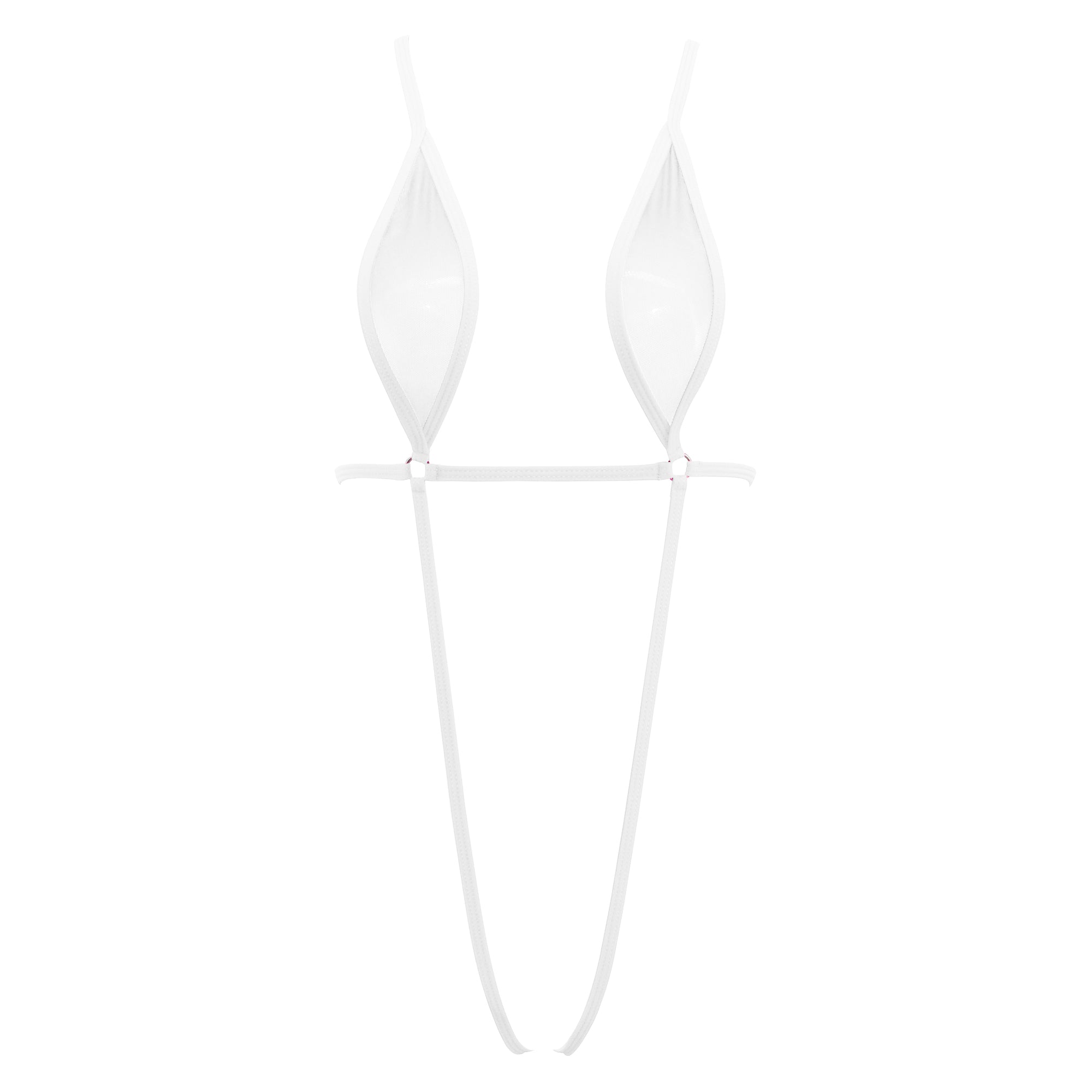 SHERRYLO Slingshot Bikini White Sheer Extreme Sling Bikini Mini Micro G String Bikini