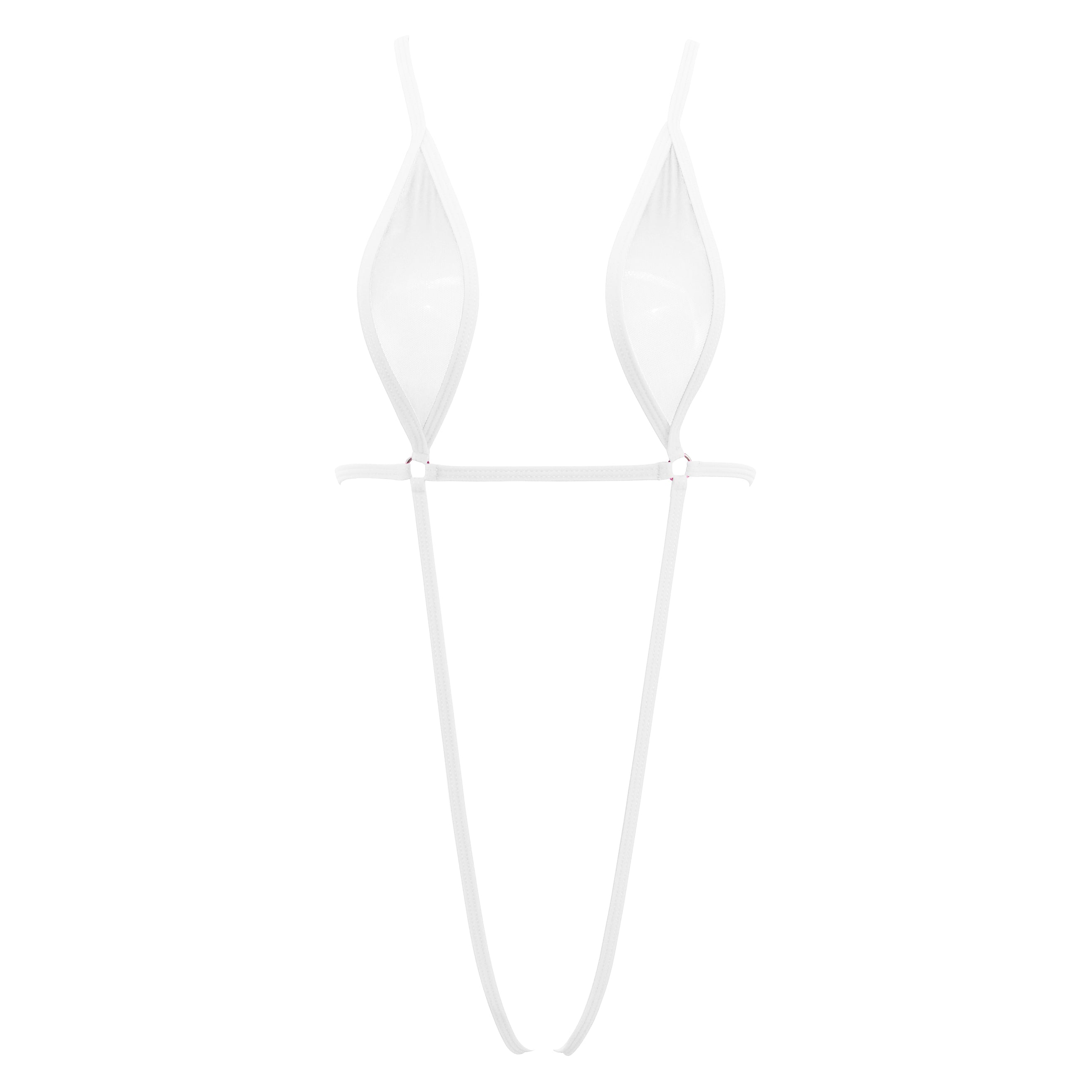 SHERRYLO Slingshot Bikini White Sheer Extreme Sling Bikini Mini Micro G String Bikini