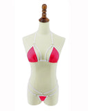 Sexy Red White Micro G-String Bikini 2 Piece Mini Thong Bottom Triangle Top Swimsuit